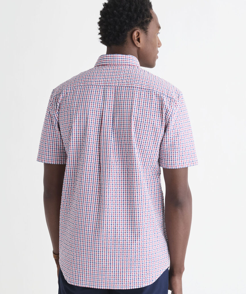 Seersucker Gingham Short-Sleeve Shirt
