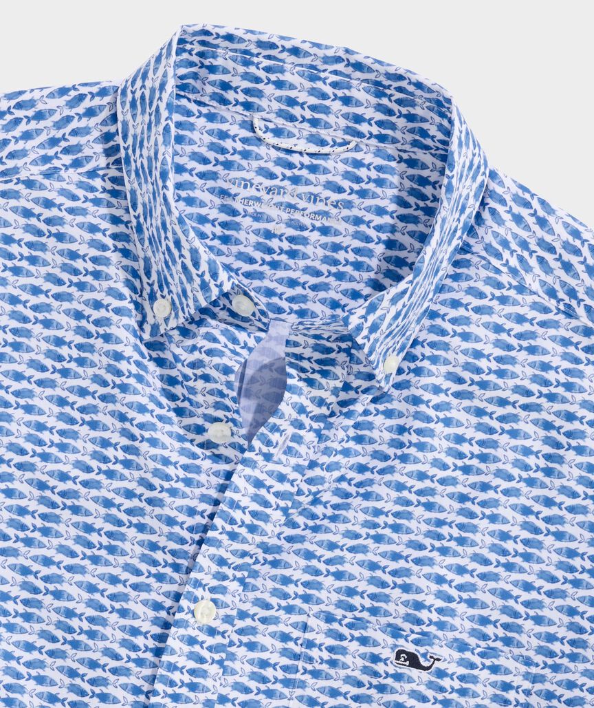 Micro Fish Short-Sleeve Performance Ripstop Shirt