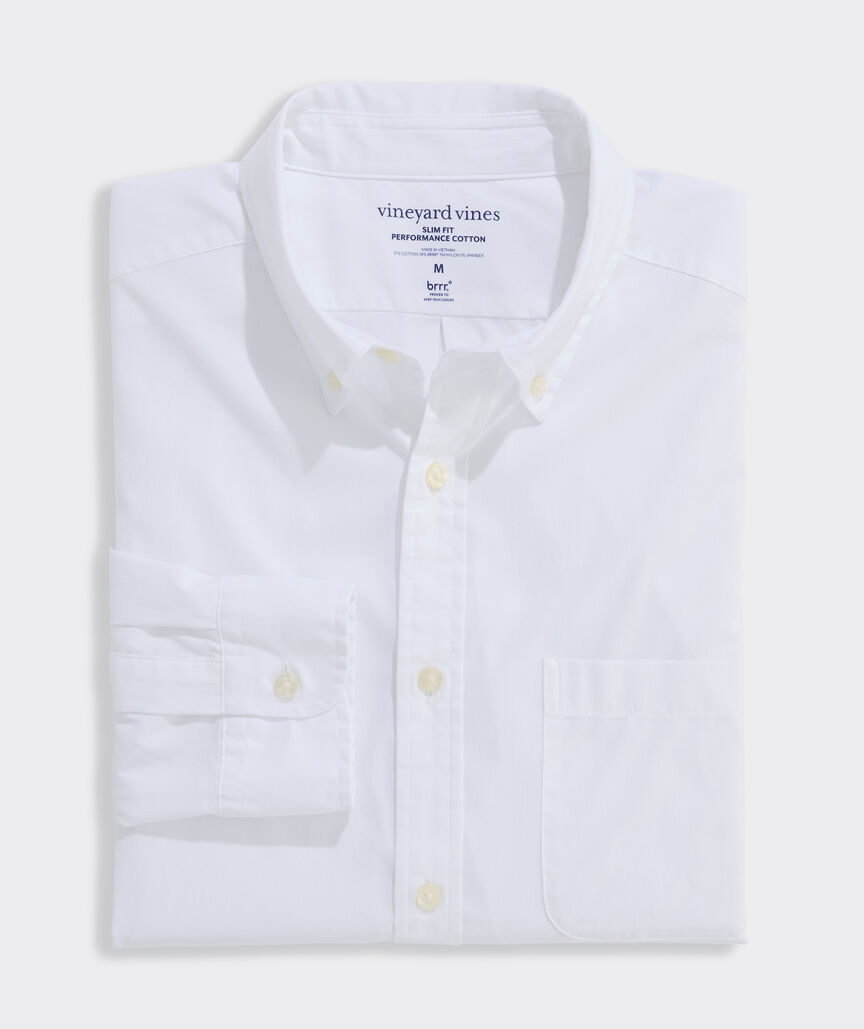 Performance Cotton Breakwater Solid Slim Fit Shirt