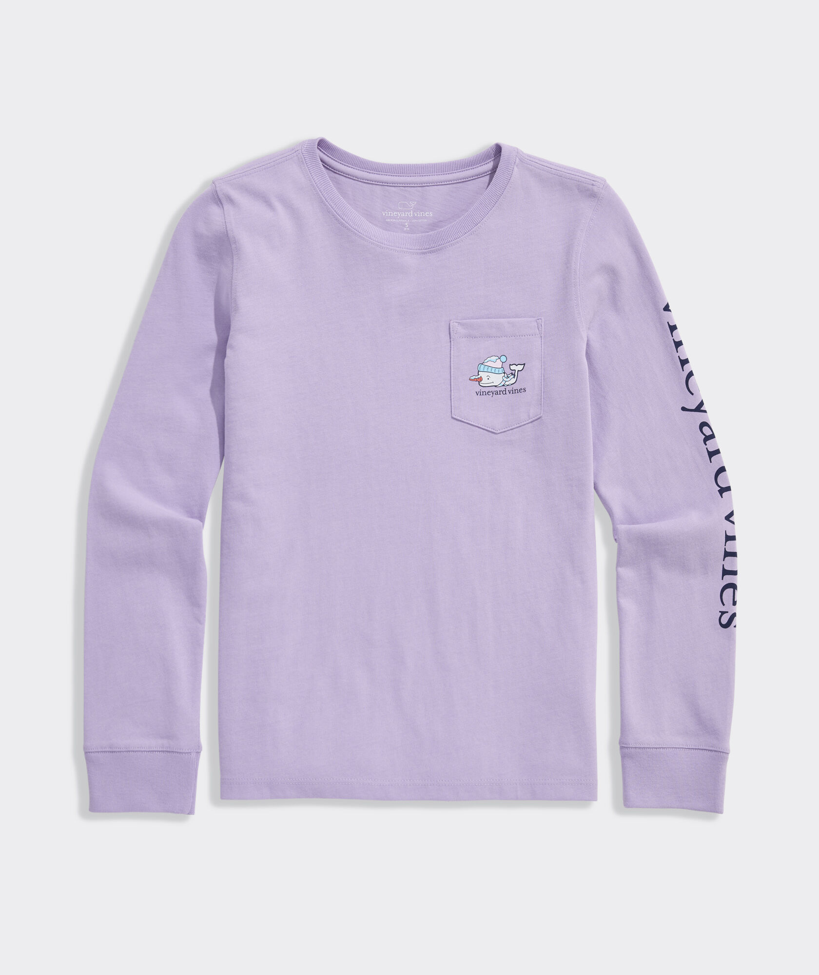 Girls' Glitter Snowman Whale Long-Sleeve Pocket Tee