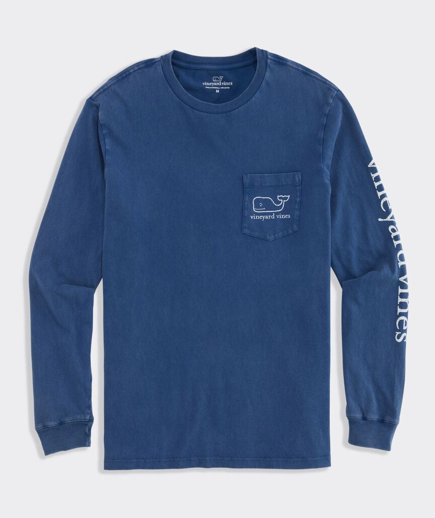 Drift-Dye Vintage Whale Long-Sleeve Pocket Tee