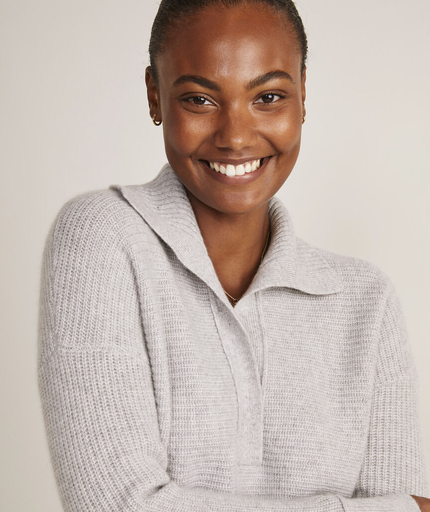 Shop Ribbed Cashmere Polo Sweater at vineyard vines