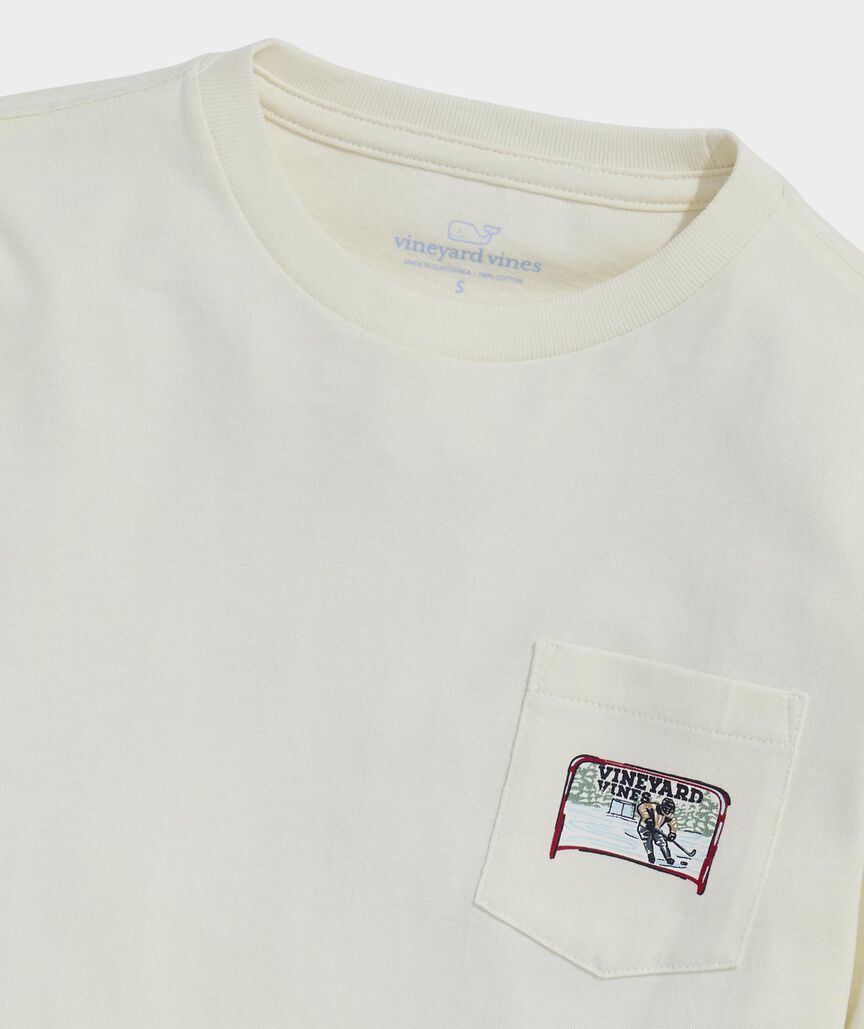 Boys' Painted Ice Hockey Long-Sleeve Pocket Tee