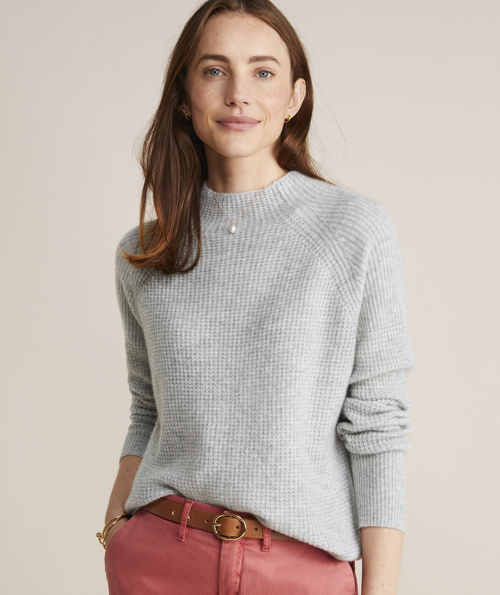Seaspun Cashmere Waffle-Knit Mockneck Sweater 