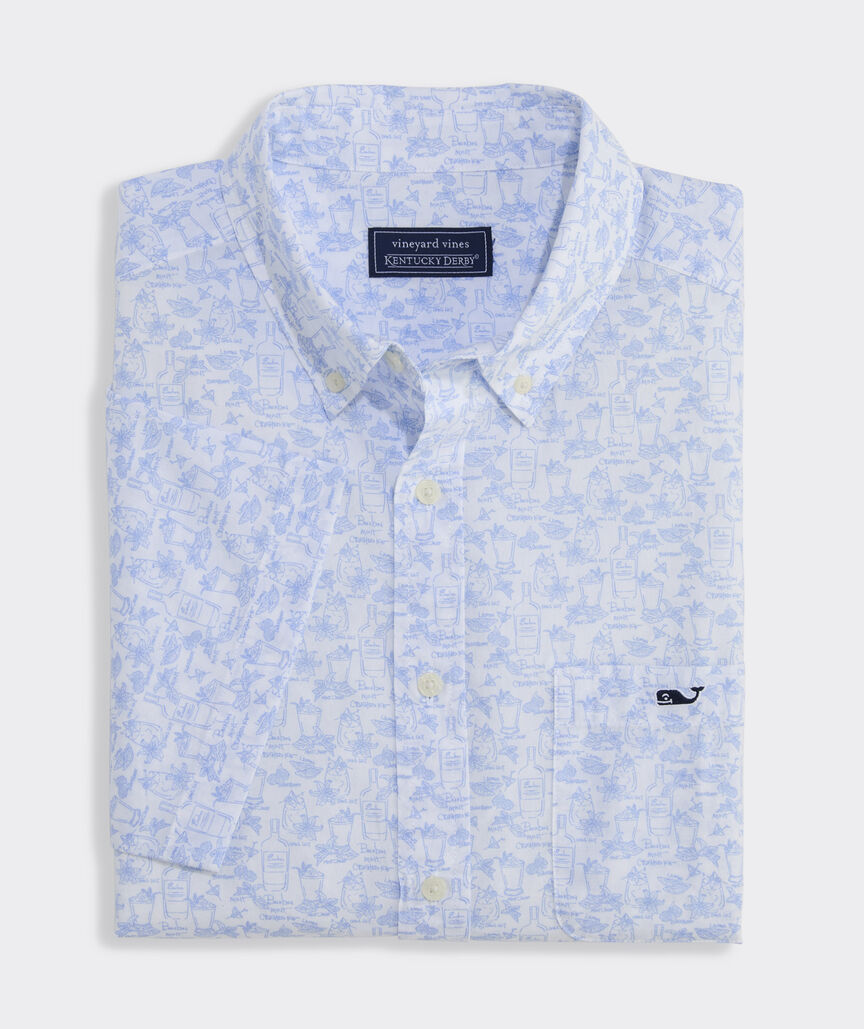 Kentucky Derby Medley Cotton Madras Short-Sleeve Shirt