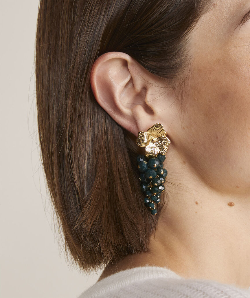 Floral Beaded Statement Earrings