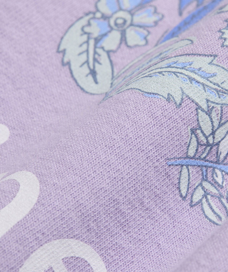 Women's Hibiscus Block Print Dynamic Whale Short-Sleeve Pocket Tee