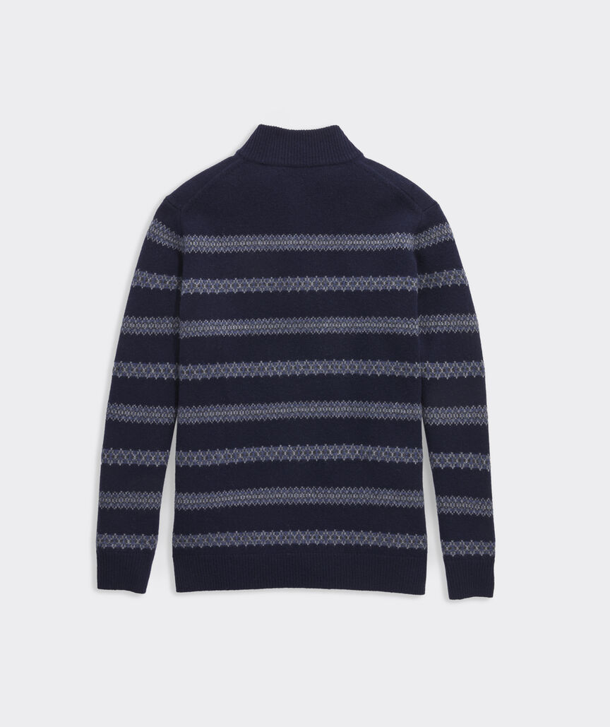 Fair Isle Stripe Quarter-Zip Sweater