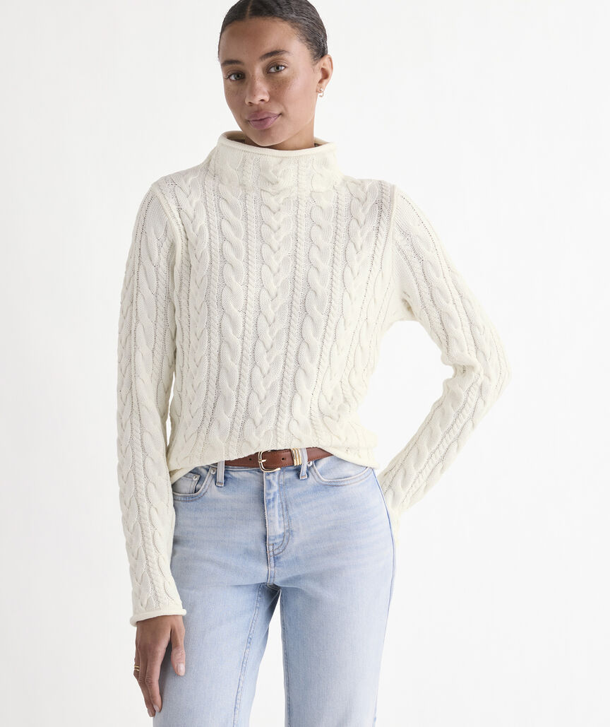 Katie Cotton Cable Mockneck Sweater