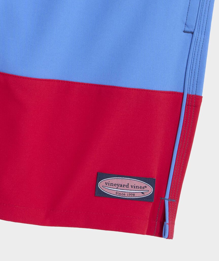 7 Inch Colorblock Piped Chappy Swim Trunks