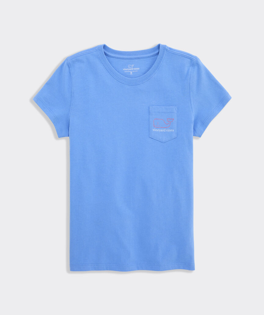 Girls' Two-Toned Vintage Whale Short-Sleeve Pocket Tee