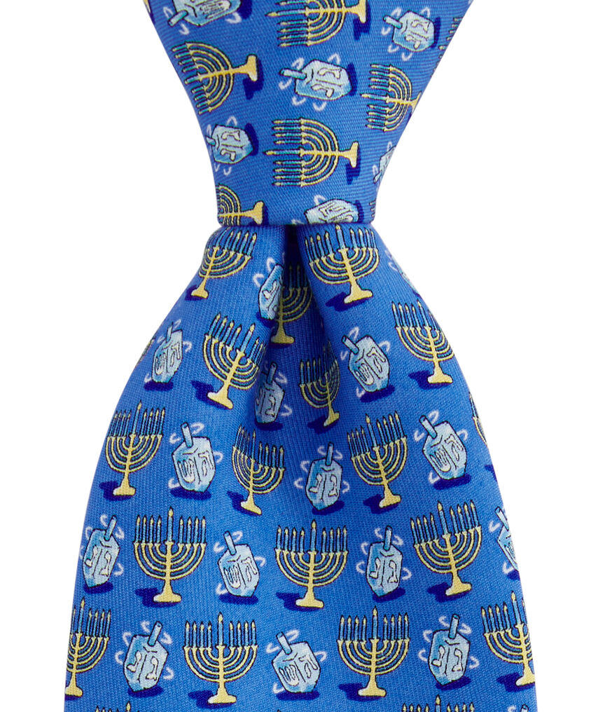 Menorah & Dreidels Printed Tie