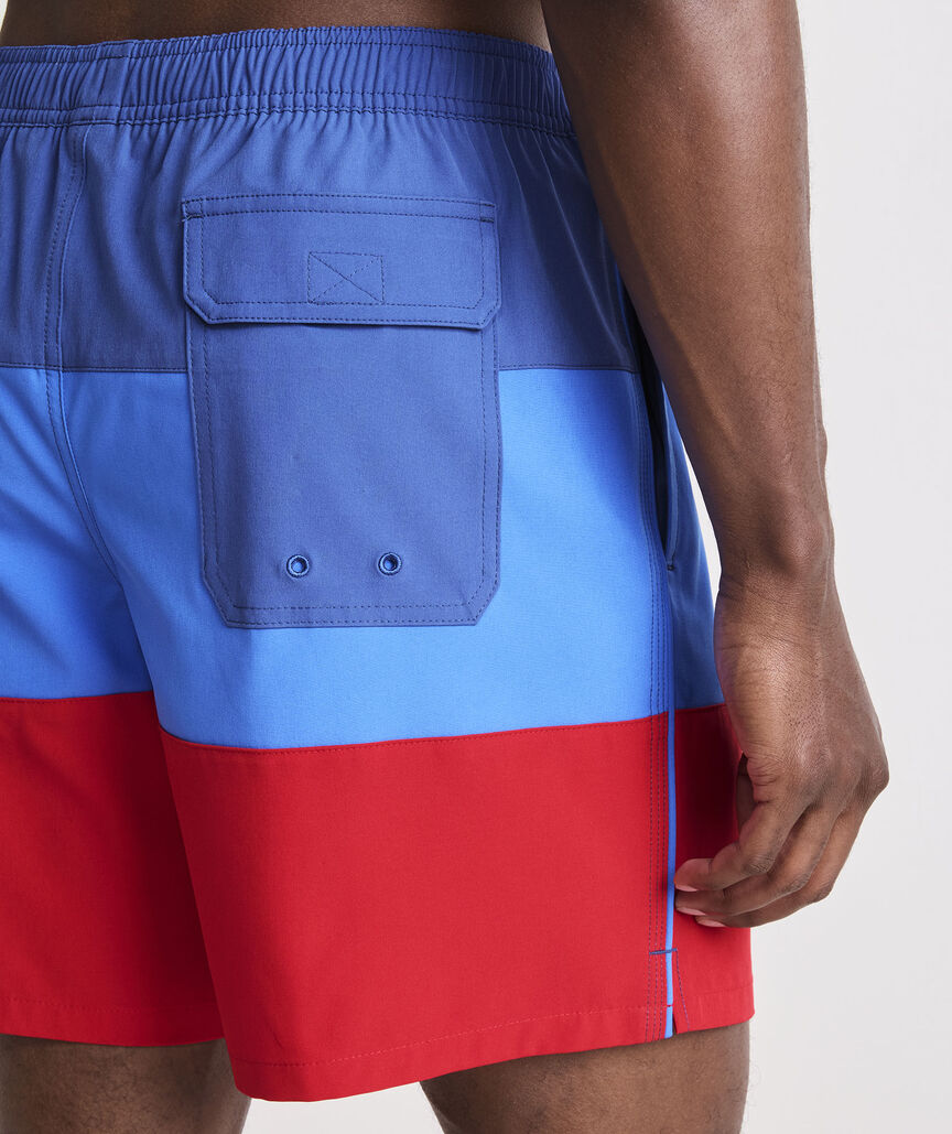 7 Inch Colorblock Piped Chappy Swim Trunks