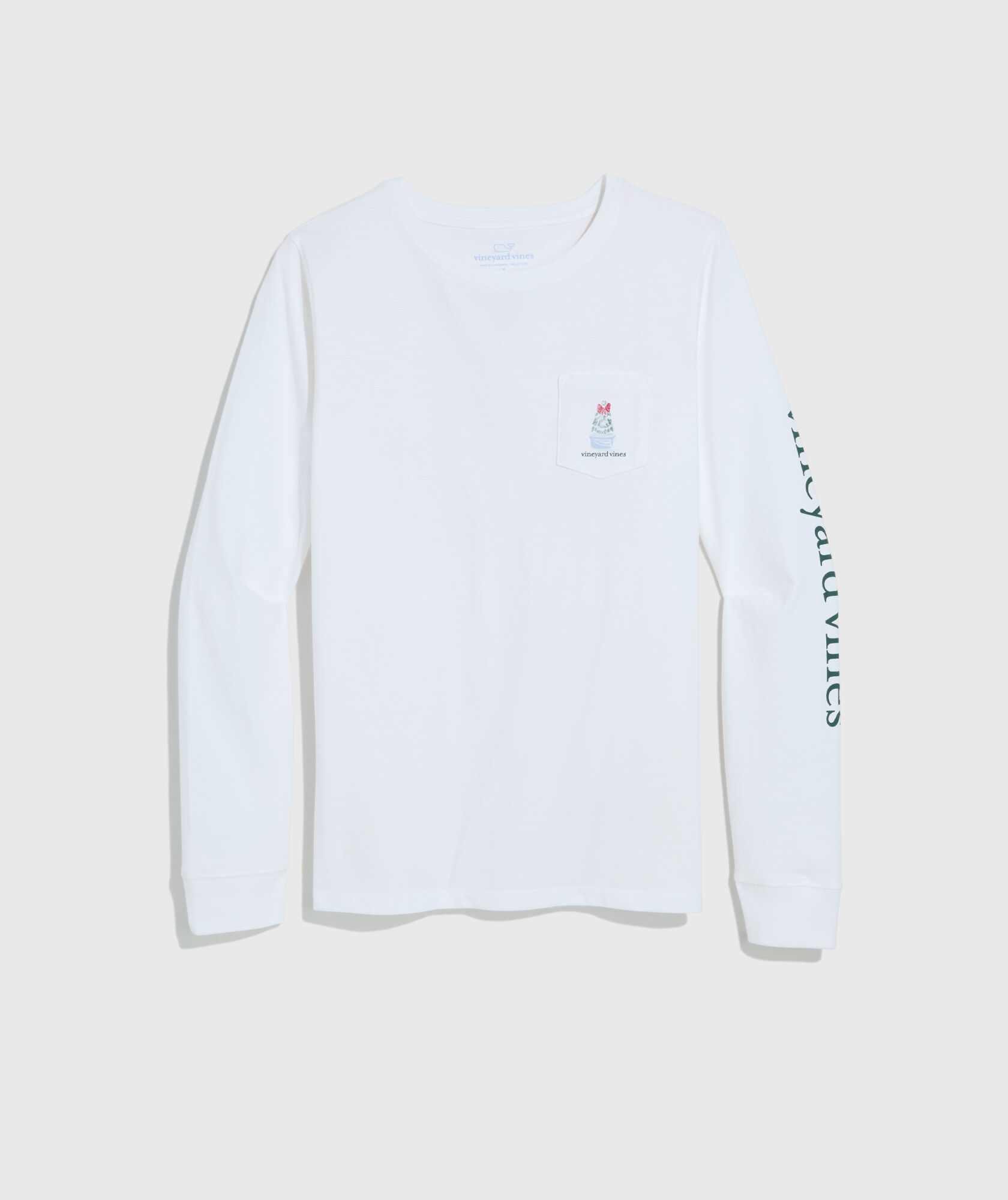 Women's Snowy Christmas Window Long-Sleeve Pocket Tee