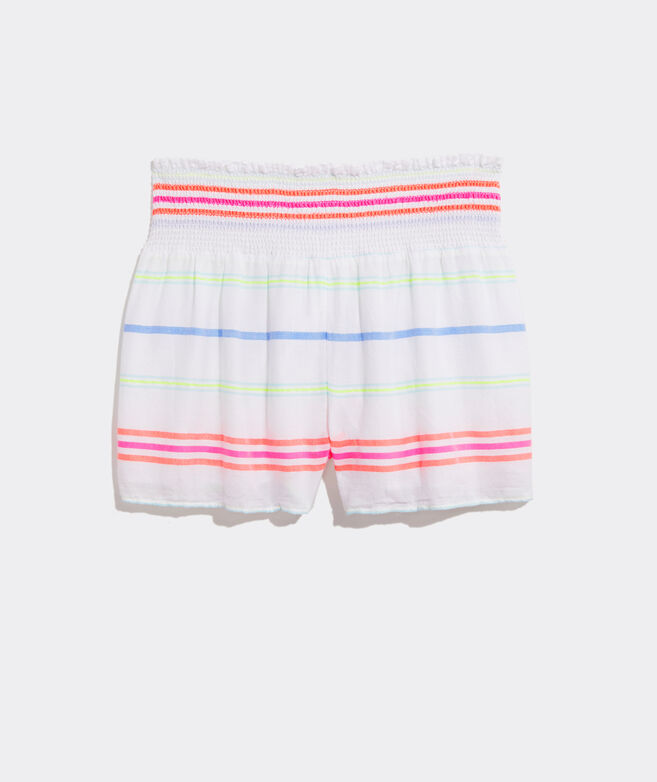 Guava Striped Smocked Pull-On Shorts