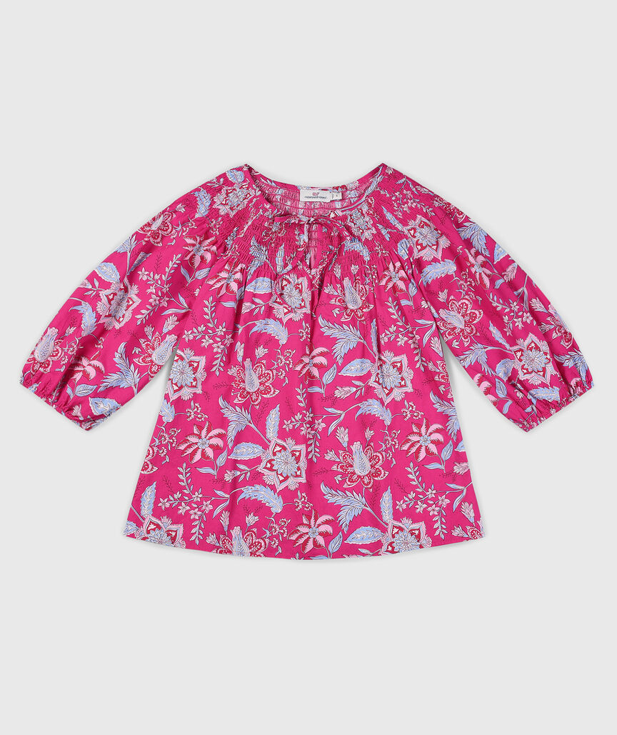 OUTLET Puff-Sleeve Smocked Top