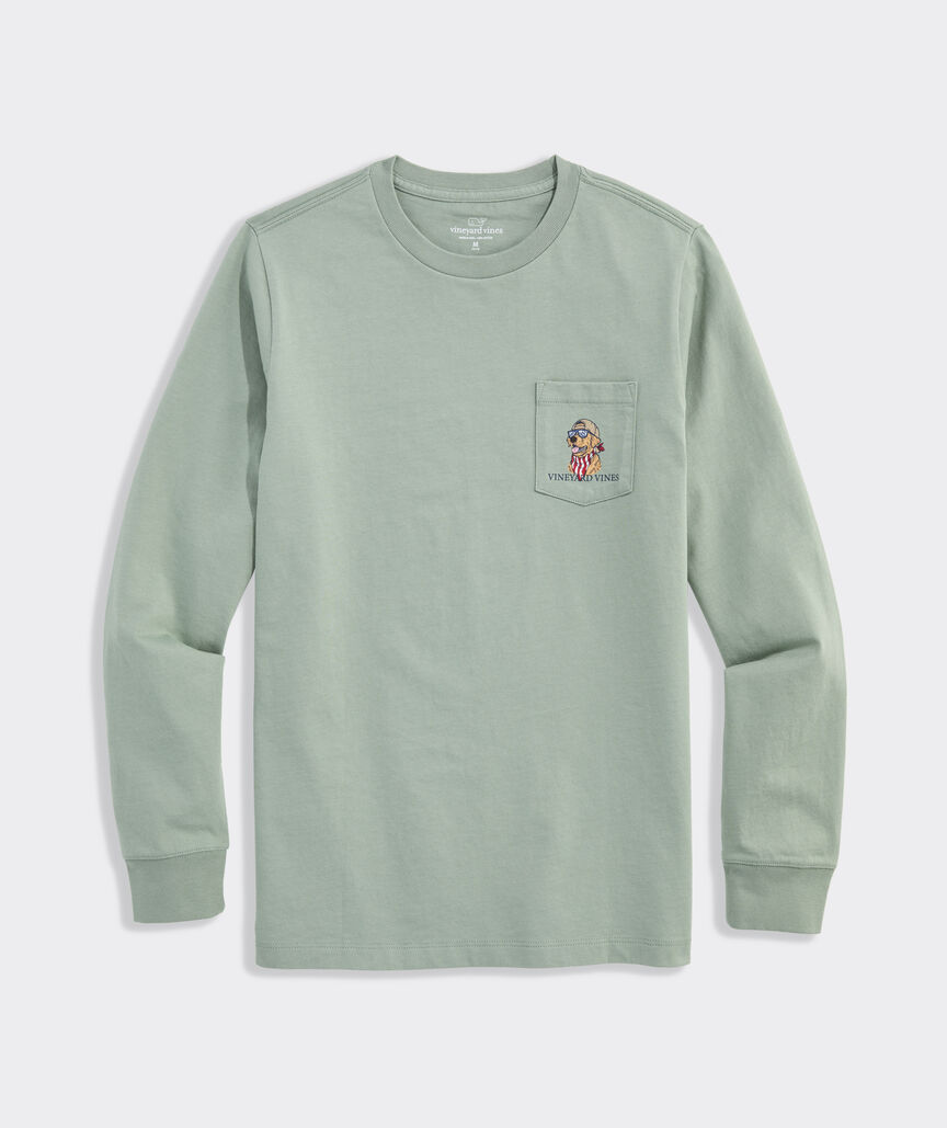 Boys' America Dog Long-Sleeve Pocket Tee