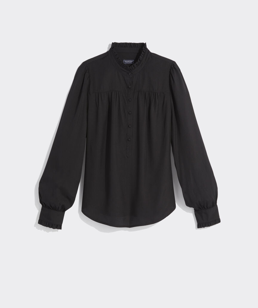 Silk Twill Ruffle Collar Popover