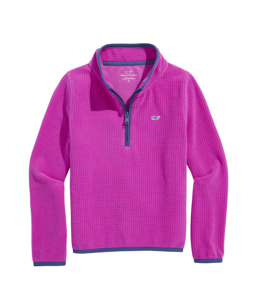 OUTLET Girls' Grid Fleece Quarter-Zip