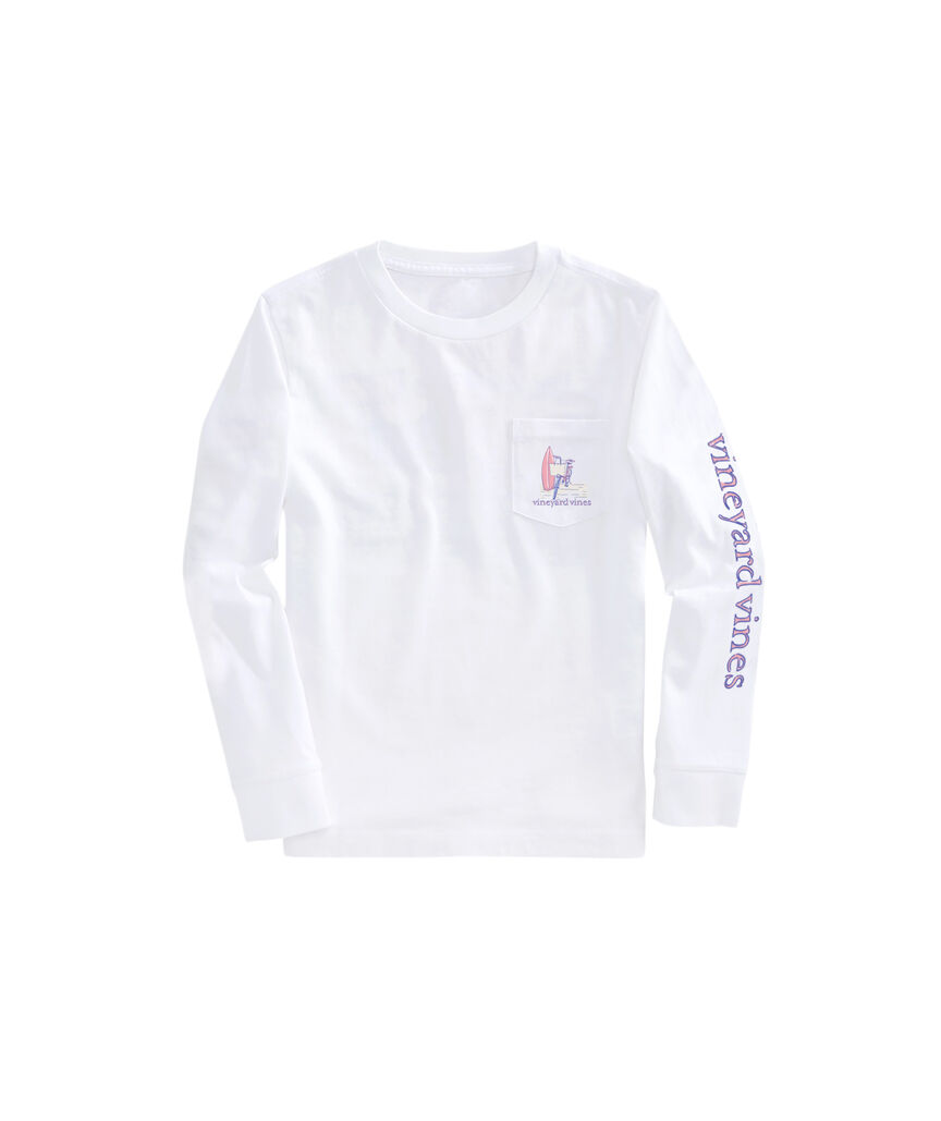 OUTLET Girls'Beach Bike Dog Long-Sleeve Pocket Tee