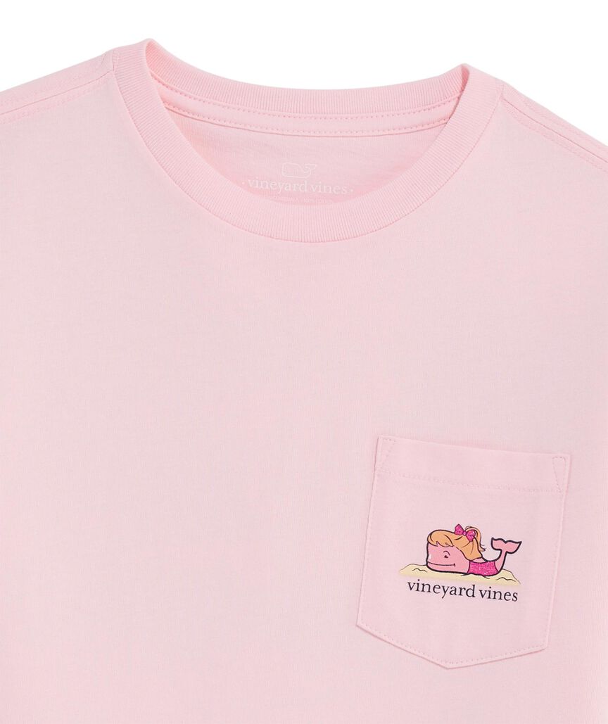 OUTLET Girls' Glitter Sandcastle Whale Short-Sleeve Pocket Tee