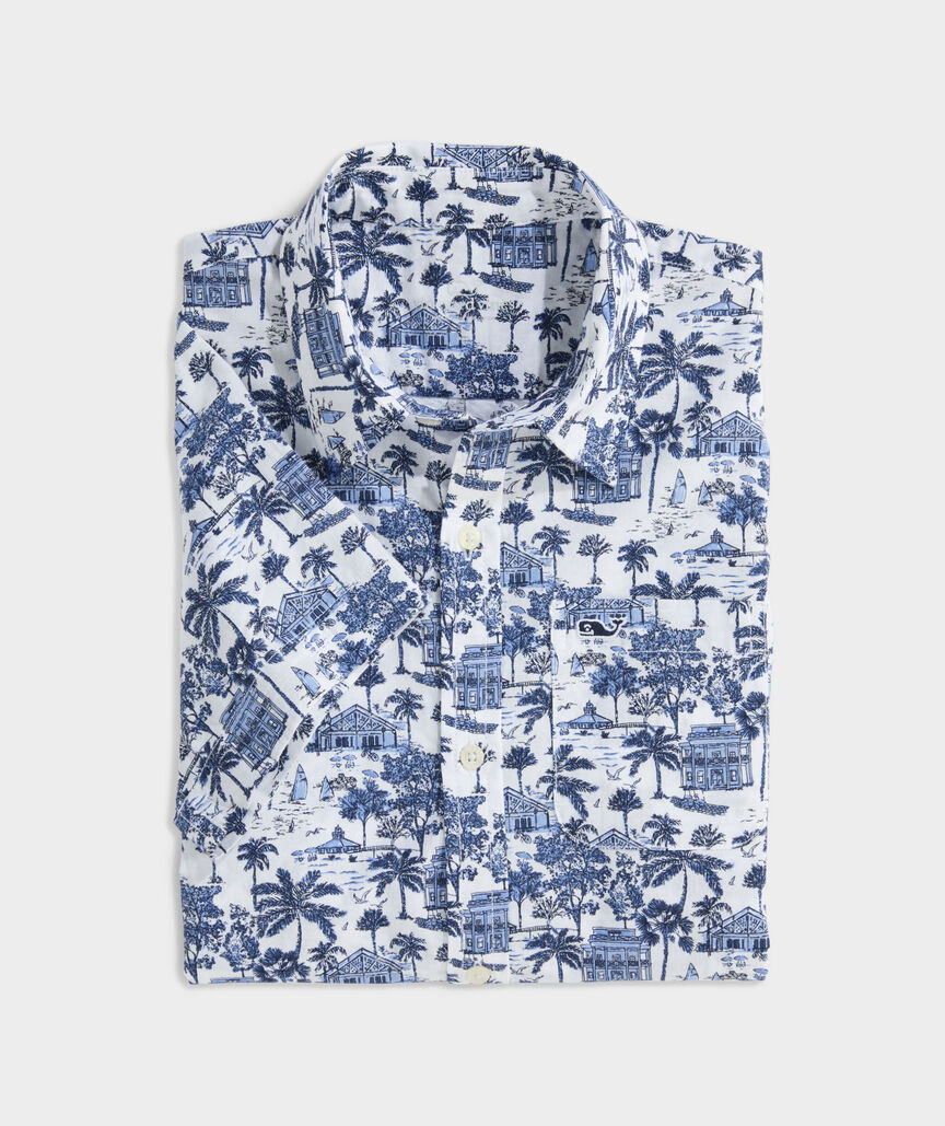 Boys' Printed Cotton Short-Sleeve Shirt