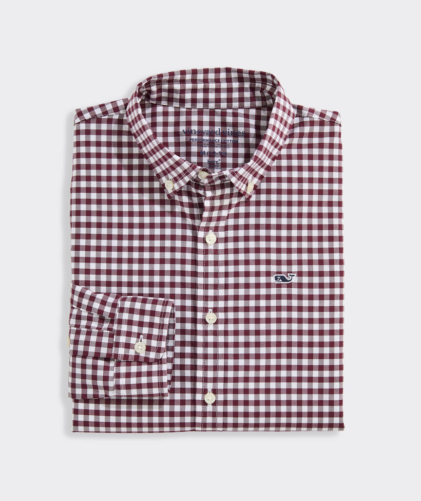 Boys' Performance Cotton Skysail Gingham Shirt