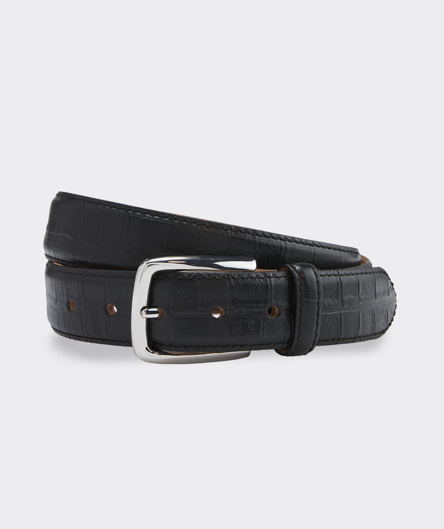 Embossed Crocodile Pattern Leather Belt