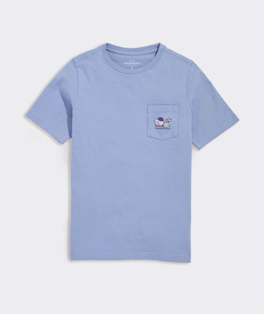 Boys' Baseball Player Whale Short-Sleeve Pocket Tee