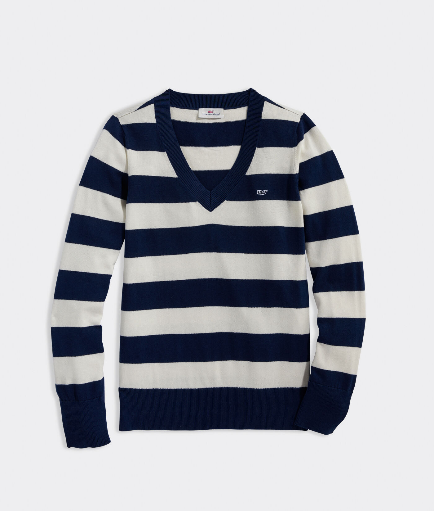 Shop Striped Heritage Cotton VNeck Sweater at vineyard vines