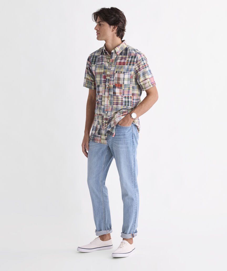 Patchwork Cotton Madras Short-Sleeve Shirt
