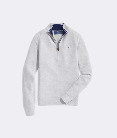 Vineyard Vines Boys' Classic 1/4 Zip Sweater (Light Grey) (Size: Large)