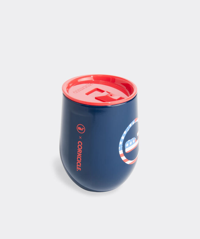 Americana Whale Dot Corkcicle Stemless