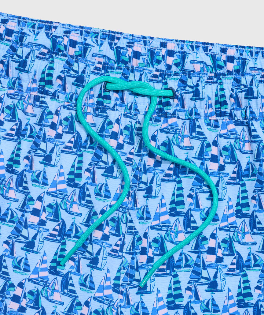 OUTLET 5 Inch Painted Sailboats Chappy Swim Trunks