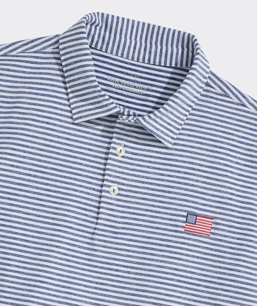 American Flag Performance Winstead Stripe Sankaty Polo