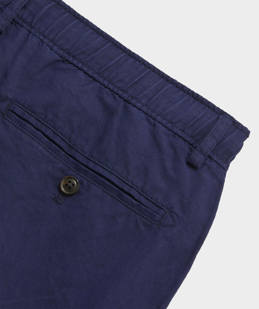 Linen-Cotton Pleated Pull-On Pants