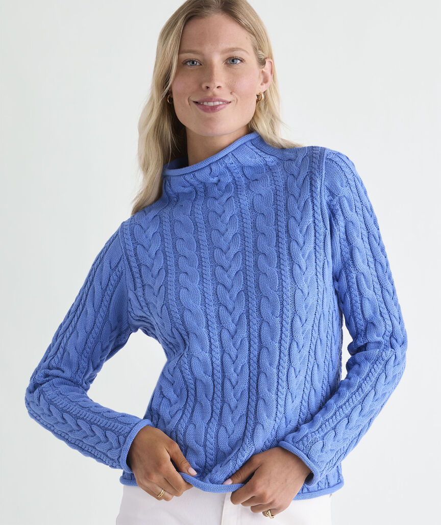 Katie Cotton Cable Mockneck Sweater