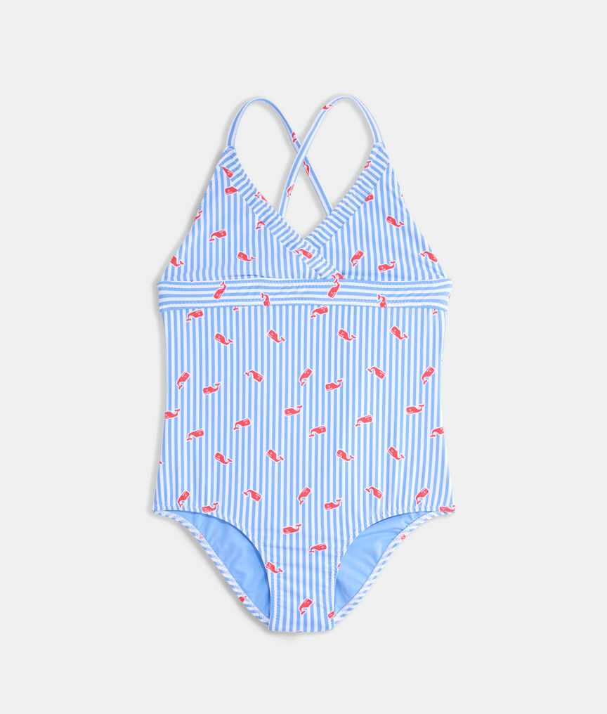 Shop Girls' Resort Whale OnePiece Bathing Suit at vineyard vines