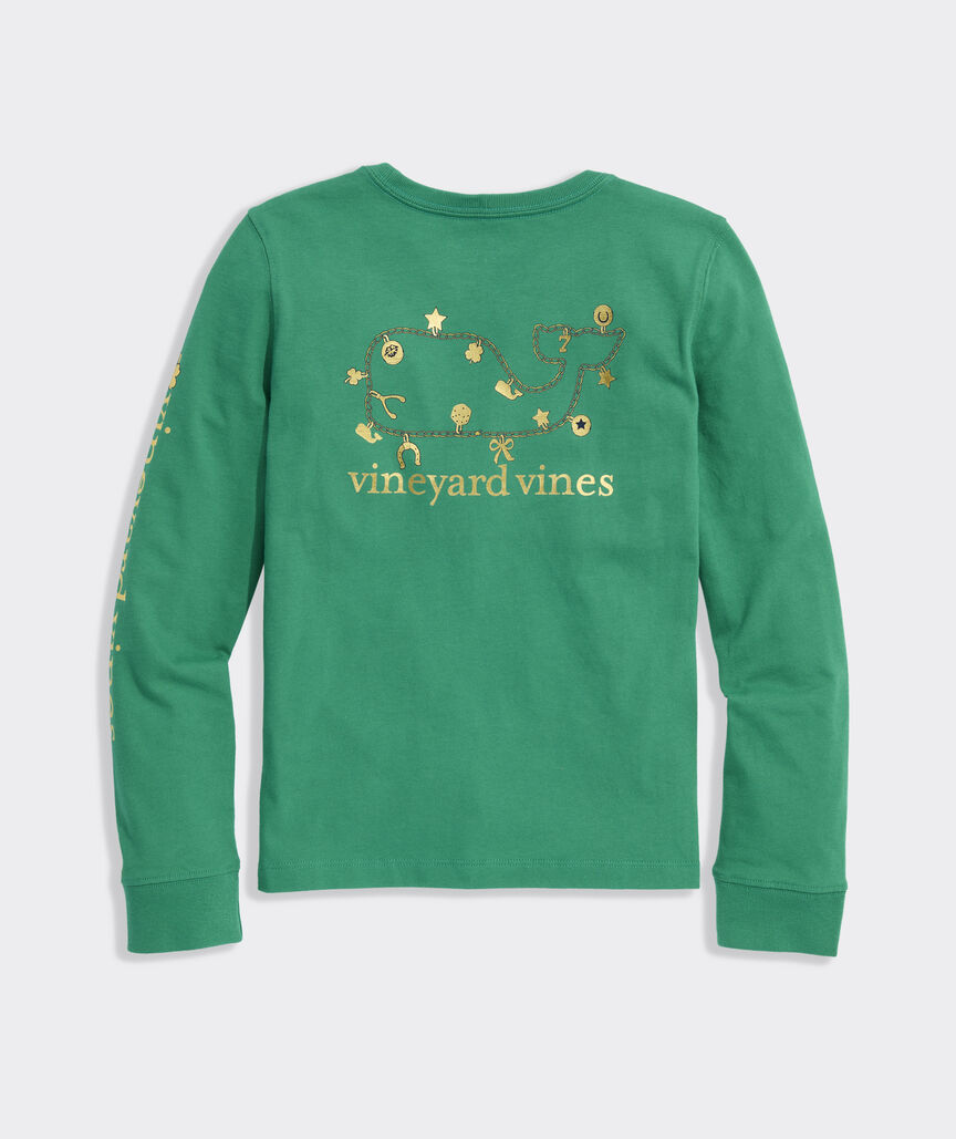 Girls' Metallic Lucky Whale Necklace Long-Sleeve Pocket Tee