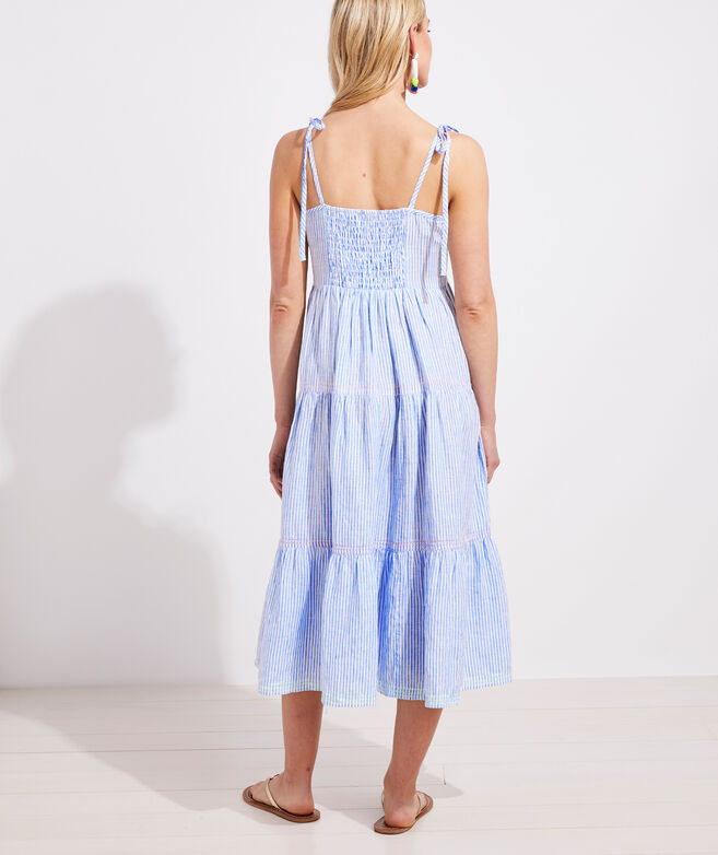 Linen Neon Pop-Stitch Dress