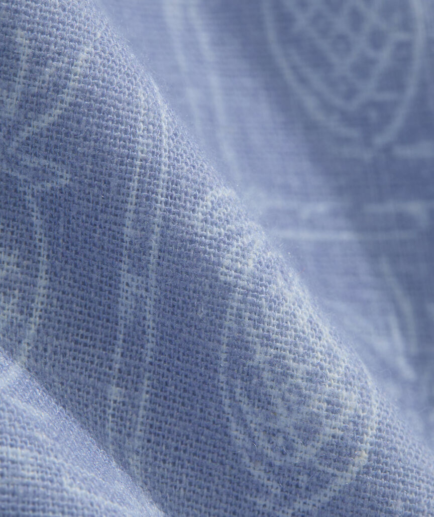 Etched Pineapple Linen Blend Cabana Shirt