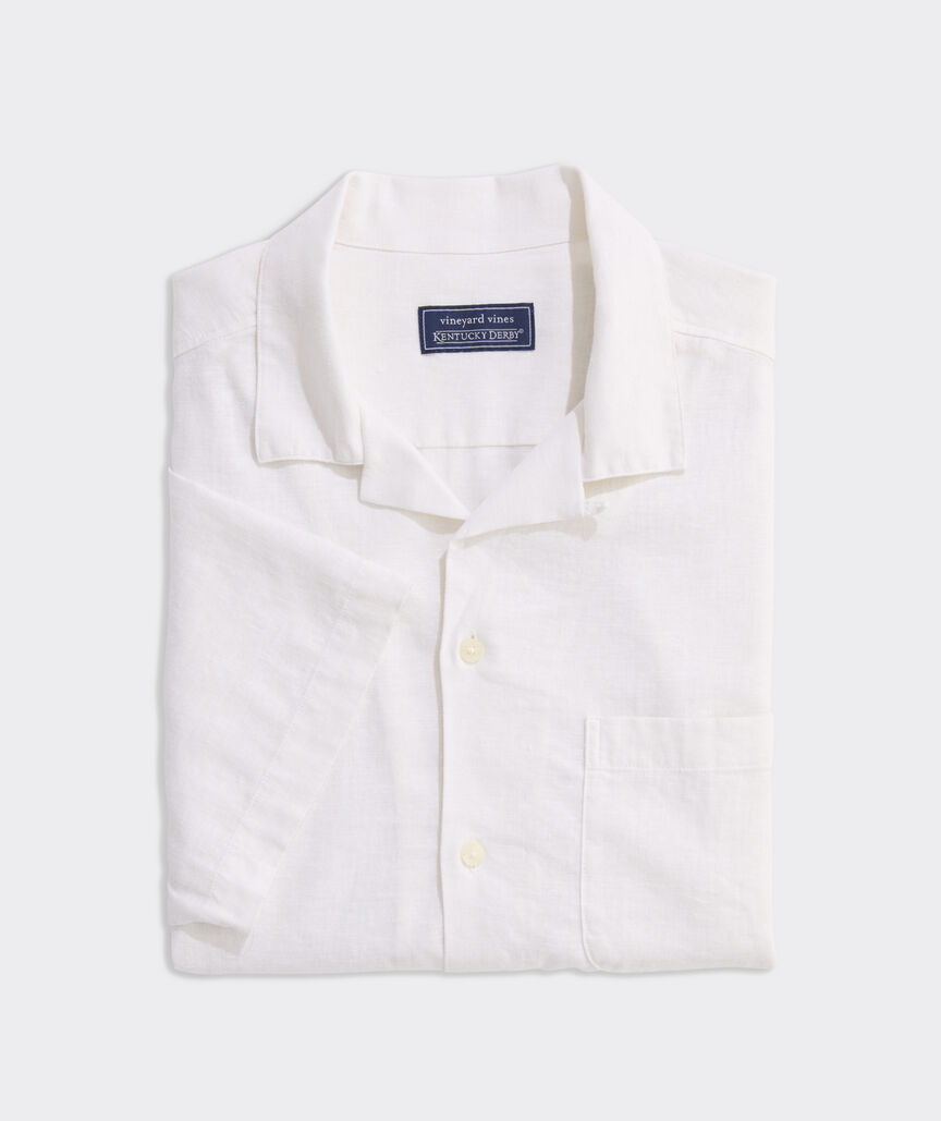 Kentucky Derby Scenic Print Short-Sleeve Cabana Shirt