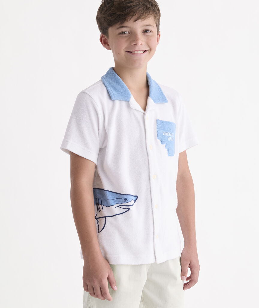 Boys' Shark Attack Terry Towel Cabana Shirt