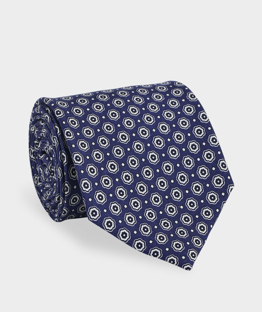 Floral Geo Foulard Silk Tie