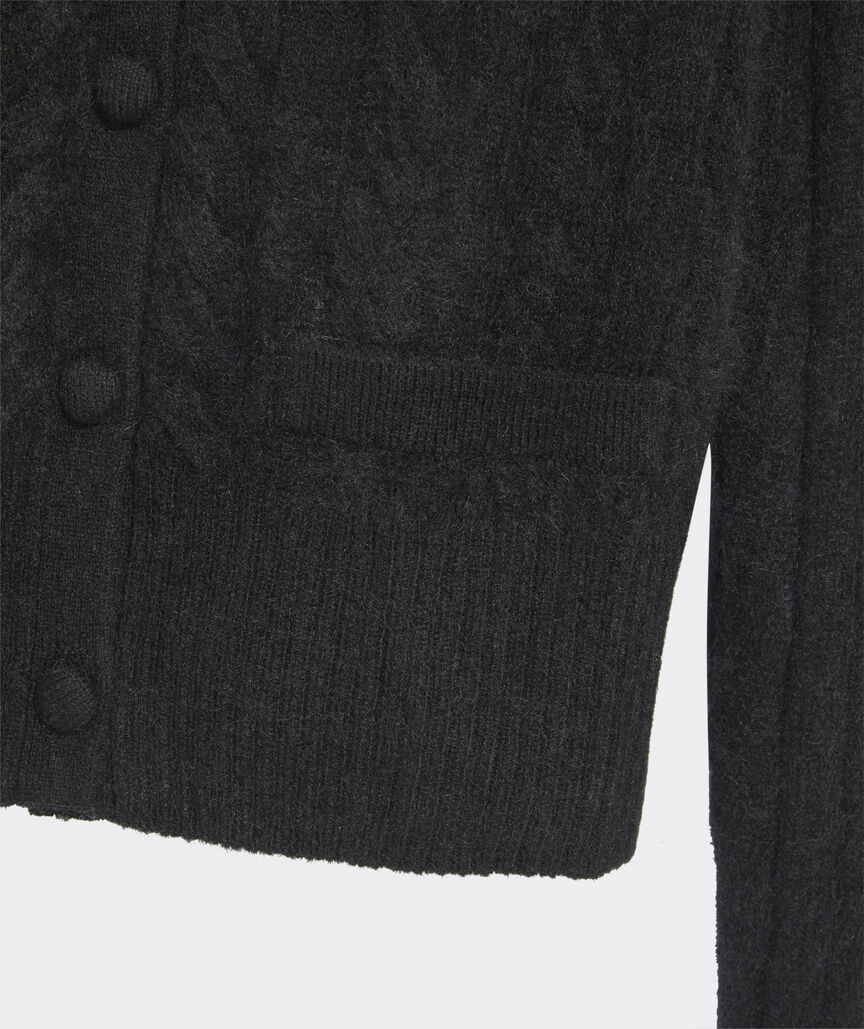 Brushed Cashmere Cable Cardigan Sweater