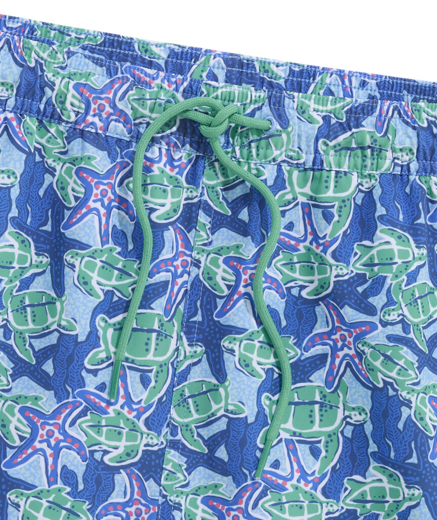 OUTLET 5 Inch Turtles & Starfish Chappy Swim Trunks