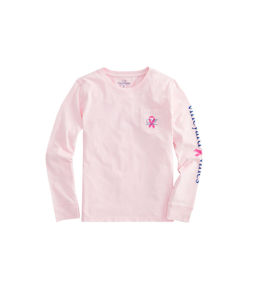 Girls 2019 Breast Cancer Awareness Long-Sleeve Pocket Tee