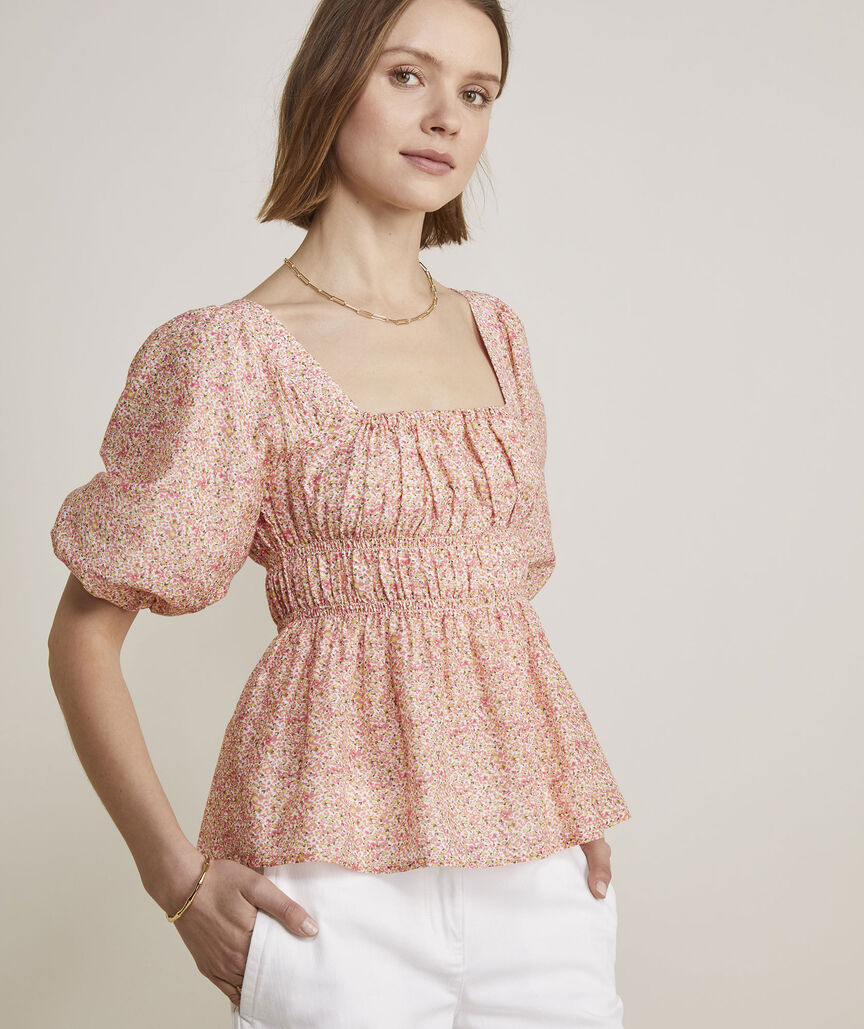 Square Neck Puff-Sleeve Top