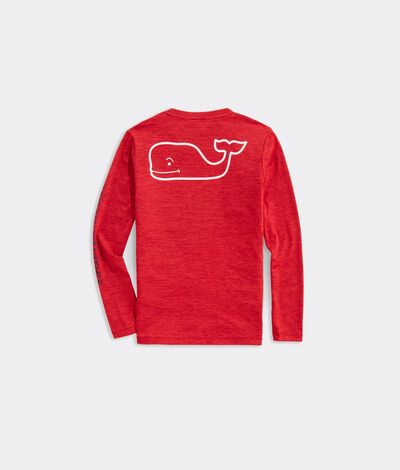 Vineyard Vines Boys' Whale Logo Long-Sleeve Harbor Performance T-Shirt (Red) (Size: Large)