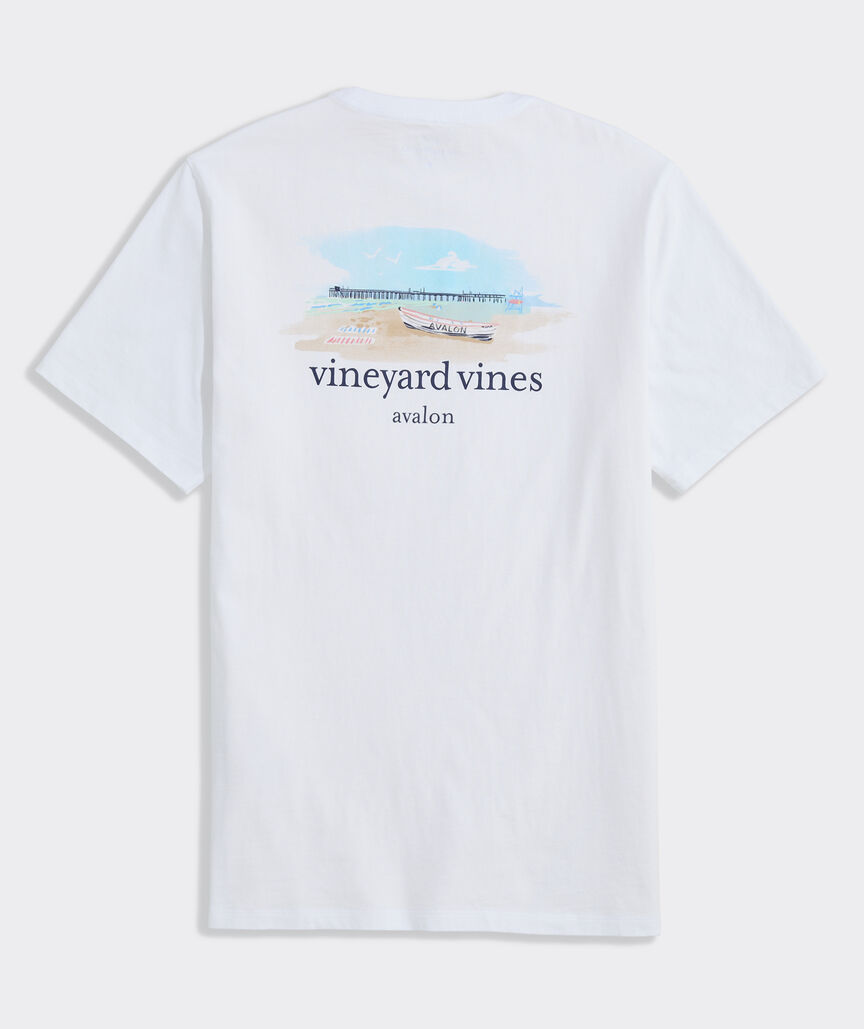 Mens Short-Sleeve T-Shirt Painted Beach Scene Short-Sleeve - Avalon